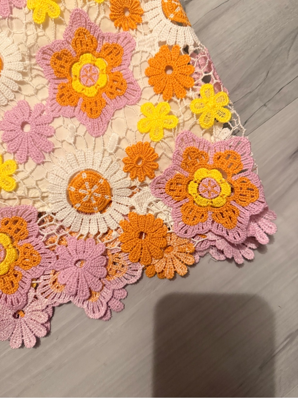 Zara Crochet Floral Mini Skirt in Pink, Yellow & White - Picture 5 of 5